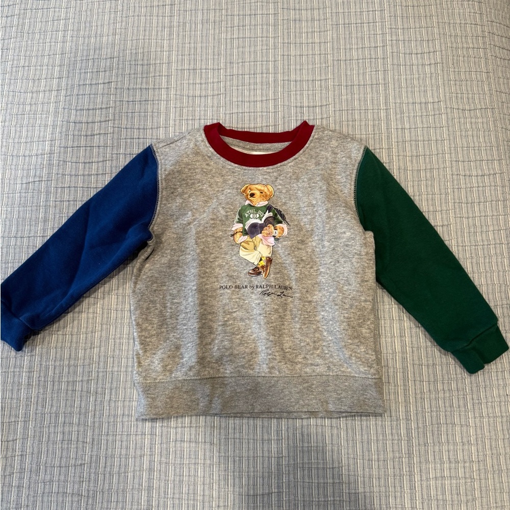 Ralph Lauren Gray and Blue Sweatshirt with Playful Design